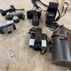 Assorted Film Cameras And Lenses All For 40