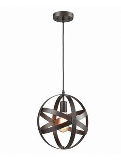 Orbit 1-Light Black Mini Pendant with Black Metal Strap Design
