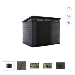 Keter Cortina 9x7 ft. Durable Resin Outdoor Storage Shed With Heavy Duty Floor and Locking Door, Grey