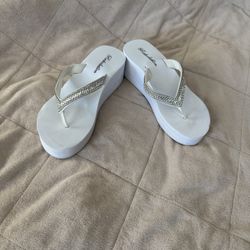 Women’s Shoes - White Wedge Sandals - size 7