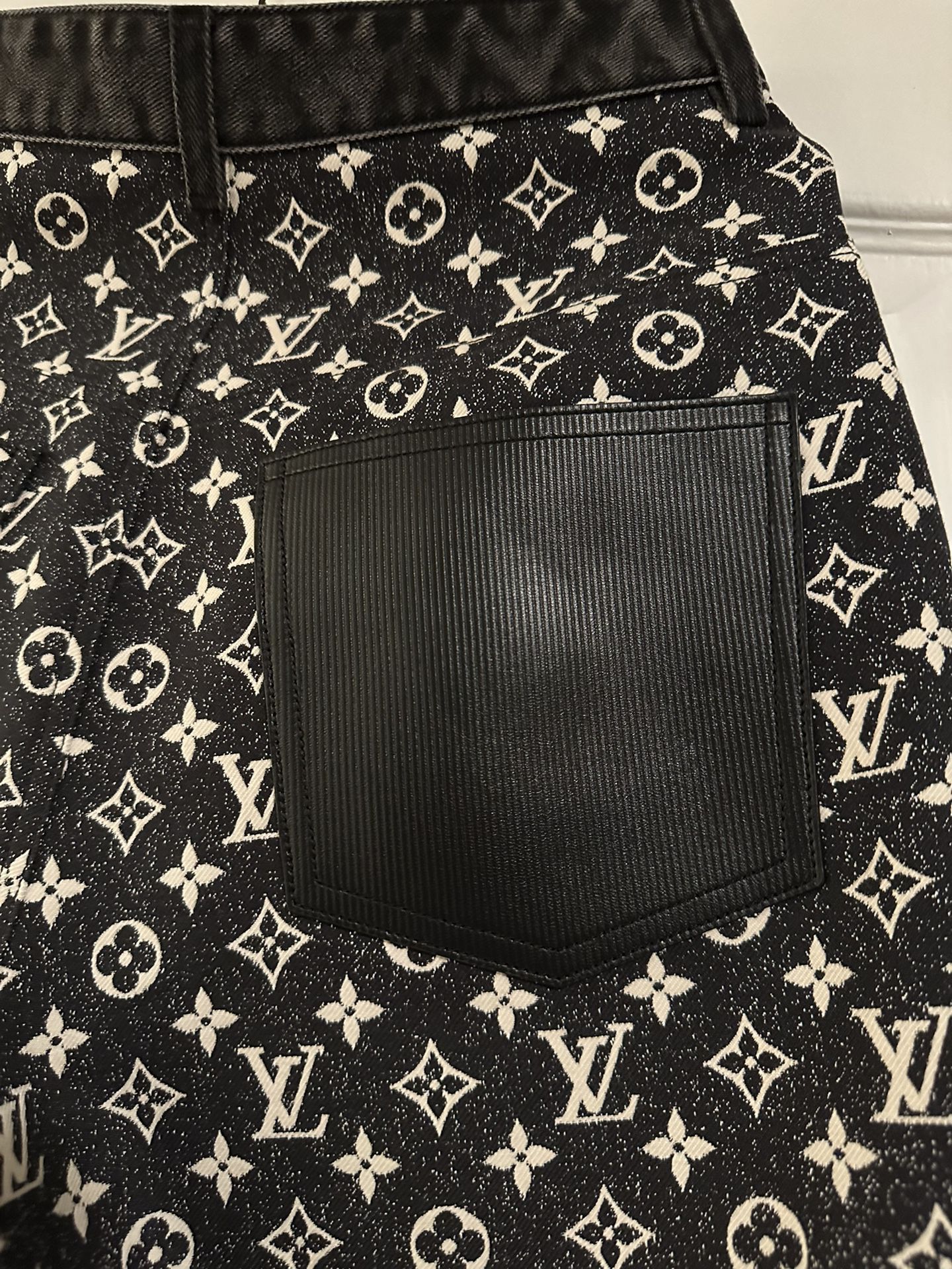 Louis Vuitton Monogram Printed Denim Pants Indigo. Size 36