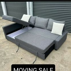 Gray Sectional Couch Sofa With Pullot & Storage