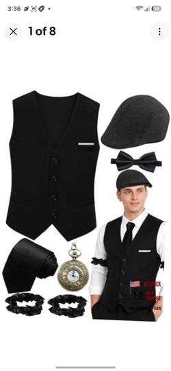 1920s Men's Costume Set Black size: Small/Medium