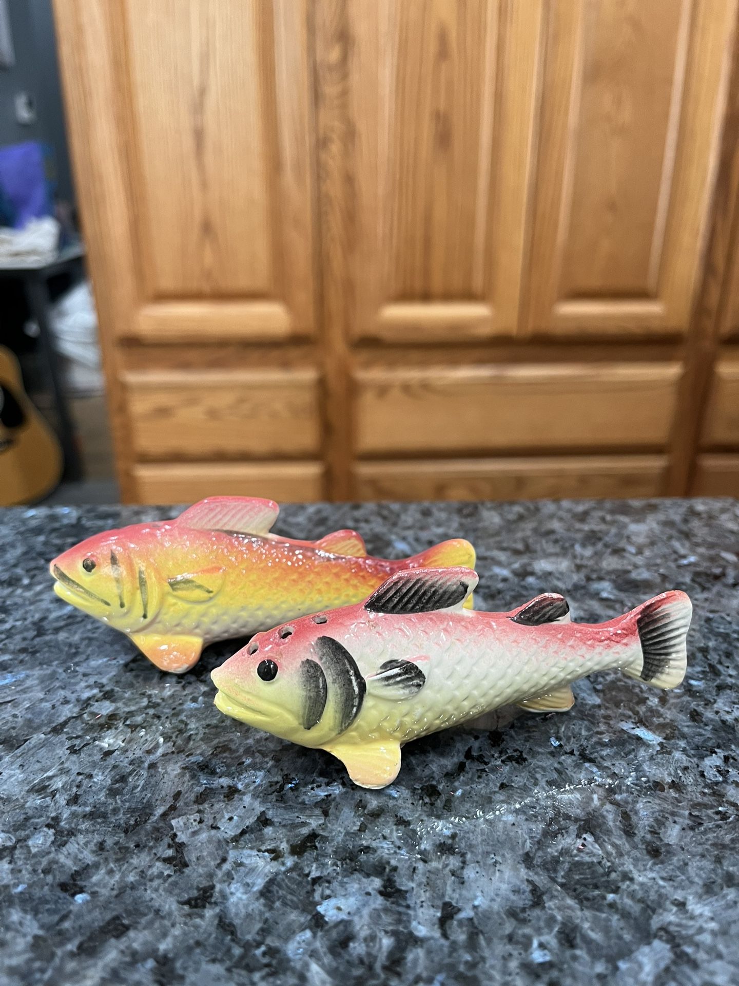 Vintage Fish Pair Of Salt And Pepper Shakers. Preowned
