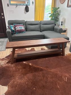 Solid Wood Dining Bench with Storage Shelf - Natural Brown, 63 Inch