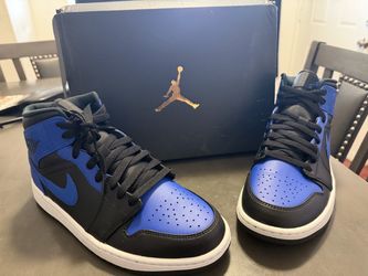 Air Jordan 1 Mid 'Royal' Black Hyper Royal White 554724-077 Men Size 9
