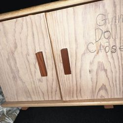 Vintage Doll Furniture Wardrobe Armoire  Blond Wood For 8" Ginny Muffie Size