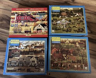 4  Vintage Puzzles Of Houses