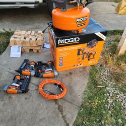 Exclusive
RIDGID
6 Gal. 150 PSI Electric Air Compressor with 25 ft. Hose, 18GA Brad Nailer, 16GA Finish Nailer and 18GA Finish Stapler
