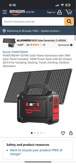 POWSTREAM 167Wh Solar Power Generator with Solar Panel
