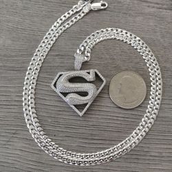 Cadena Y Dije Superman Plata / 925 Chain & Superman Pendant 