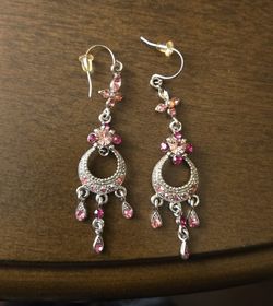 Pink Crystal Drop Earrings