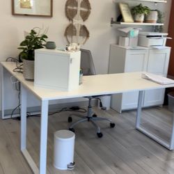 2 L-Shaped White Desks