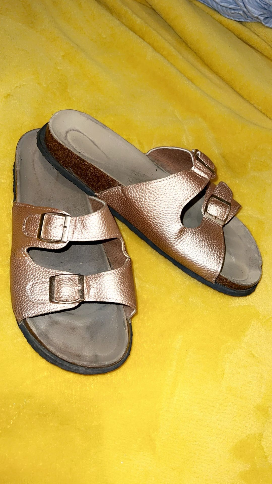 Rose Gold Slide On Sandals