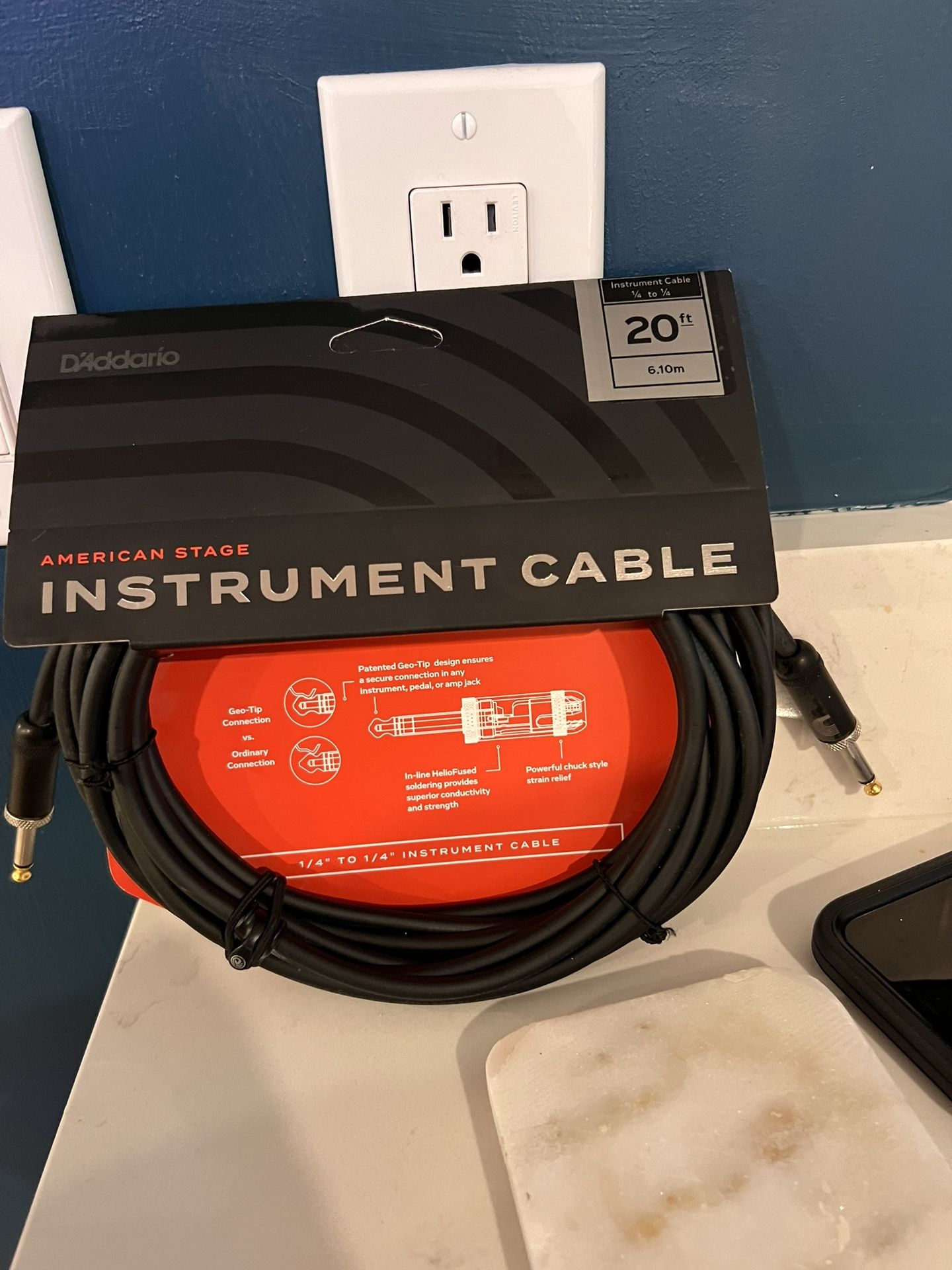 D’addario Instrument cable 20 Feet New In Box