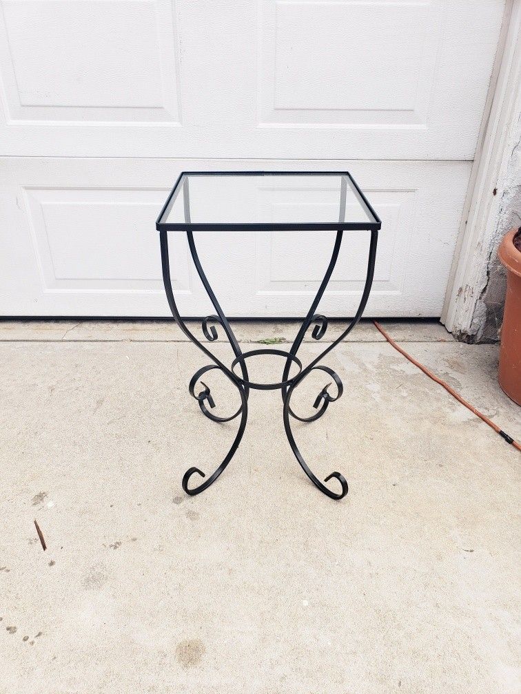 Vintage Wrought Iron Table With Glass Top