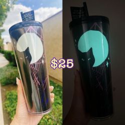 Starbucks Halloween Cat Glow In The Dark Tumbler