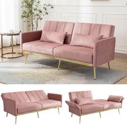 FOR SALE: Pink Velvet Couch (Barely Used)