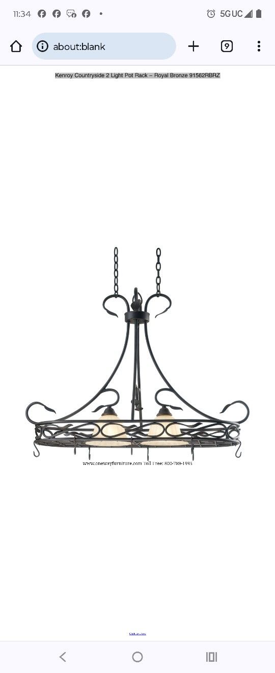 Country Light Kitchen Pot Rack
