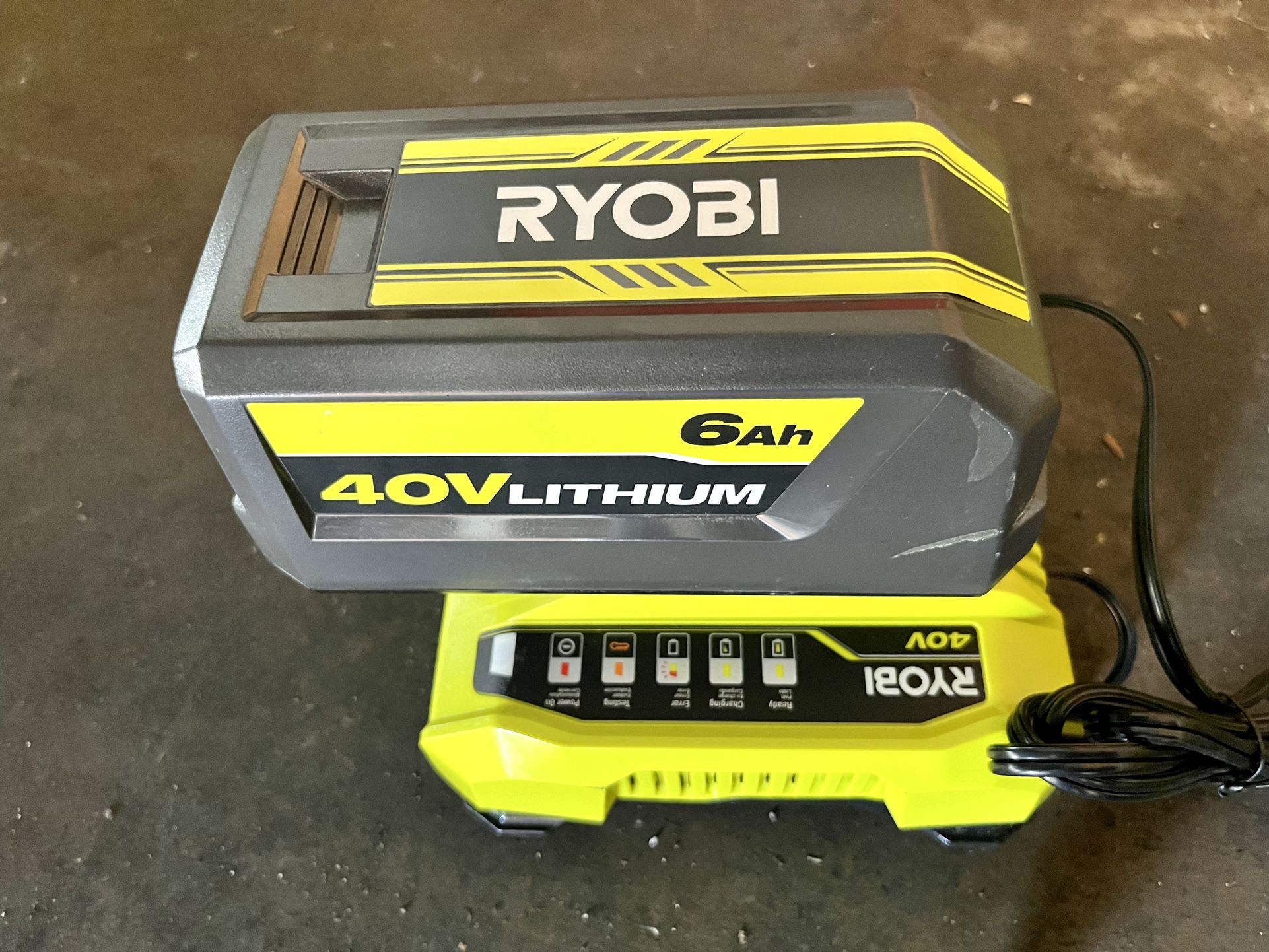 Ryobi 40V 6.0ah Battery & Fast Charger. 
