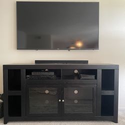 Dark Wood Tall TV Console 