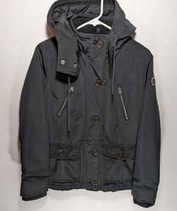 Womens Abercrombie Fitch Black All Weather Full Zip Hooded Preppy Jacket Size XS