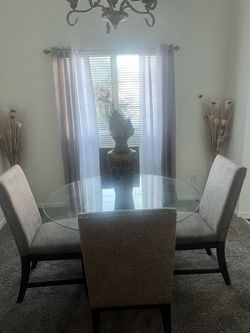 Round Glass Dining Table with 4 Chairs