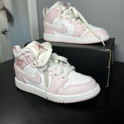 Nike Air Jordan 1 Mid Pink/White - Kids Size 11C
