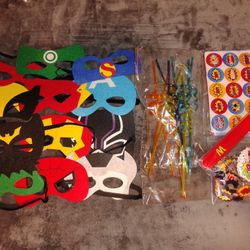 Party lot Masks,snap bracelets, Stickers and more 