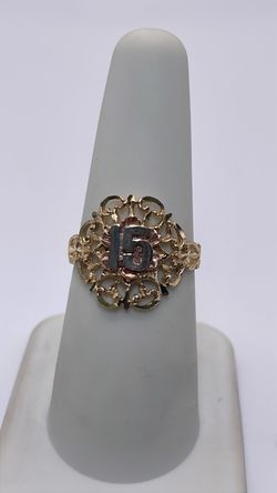 14k Quinceañera filigree gold ring