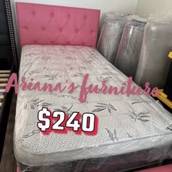 Twin Size Bed Frame With Pillow Top Mattress Included 