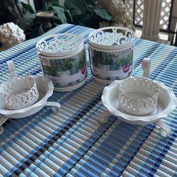 4 white, rustic decorations