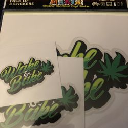 3 Pack Weatherproof Vinyl Wake And Bake Decal Stickers 