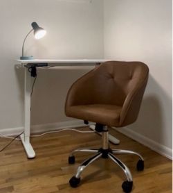 Brown Faux Leather Tufted Office Chair