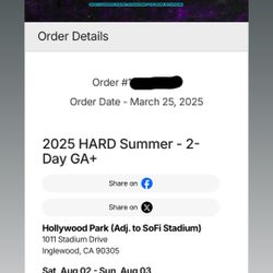 Hard Summer GA+ Tickets 