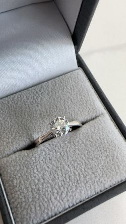 18k white gold round diamond solitaire prong ring with a GIA certification
