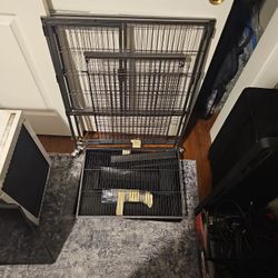 Yaheetech Metal Rolling Cage for Adult Rats/Ferrets/Chinchillas Small Animal Cage w/Removable Ramp & Platform Black