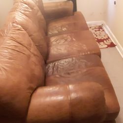 Real Leather Tan Colored Couch