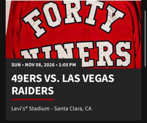 49ers vs Raiders 2 Lower Level Tickets w/MIM