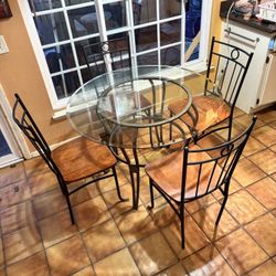 5-Piece Round Glass Dining Set - Modern Bistro Style Priced To Sell No BS