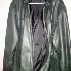 Men's Black Leather Jacket Sz XXL
