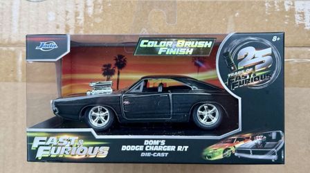 Jada Toys Fast & Furious Dodge Charger R/T Diecast Car Black Color Brush CHASE