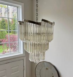 Beautiful modern 3-tiered crystal/glass chandelier