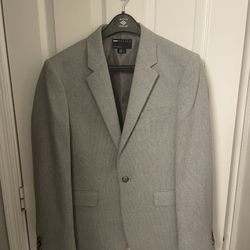 double breasted skinny suit jacket wool in gray