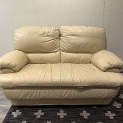 White Leather Loveseat 