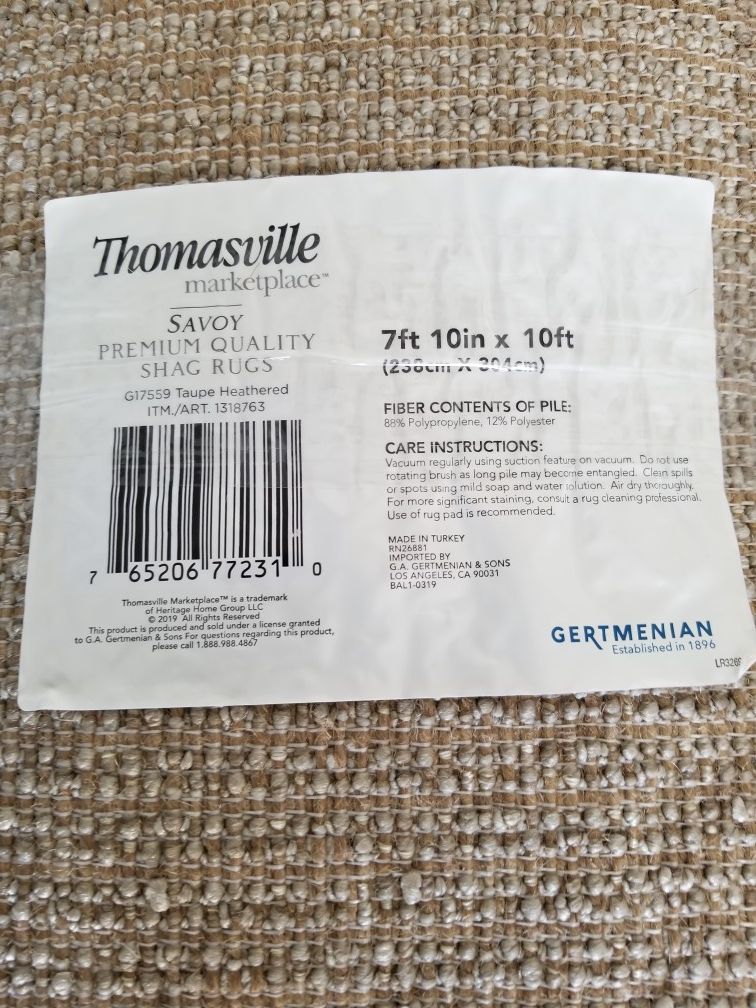 THOMASVILLE MARKETPLACE SAVOY SHAG RUGS 8X10 TAN AREA RUG for Sale in