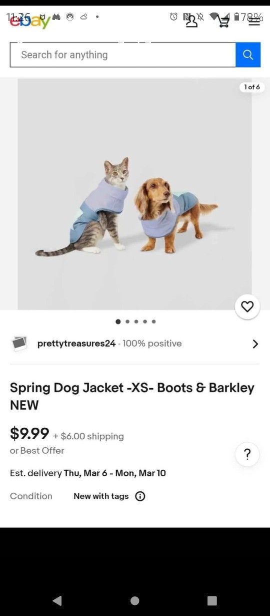 New Pet Jackets Size Xs $10 Each