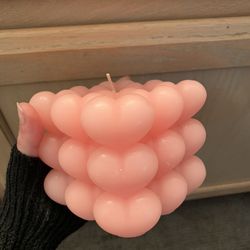 Sold Out TikTok Viral Coquette Soft Girl Pastel Heart Bubble Candle 