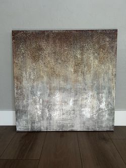 32x32 LARGE Textured Canvas Brown/Beige/Grey/Gold/White Artwork