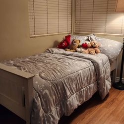 White Wood Twin Bed Frame